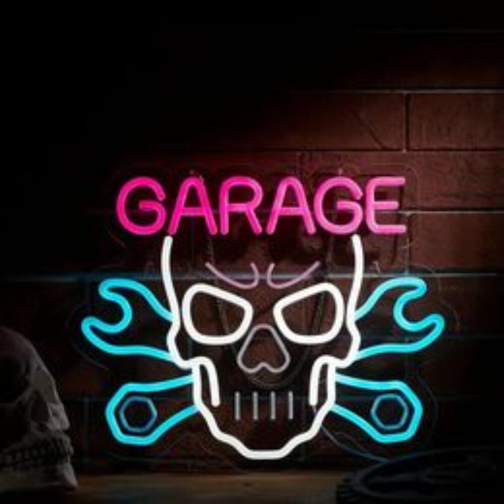 GARAGE SKULL TOOLS NEON LED SIGN